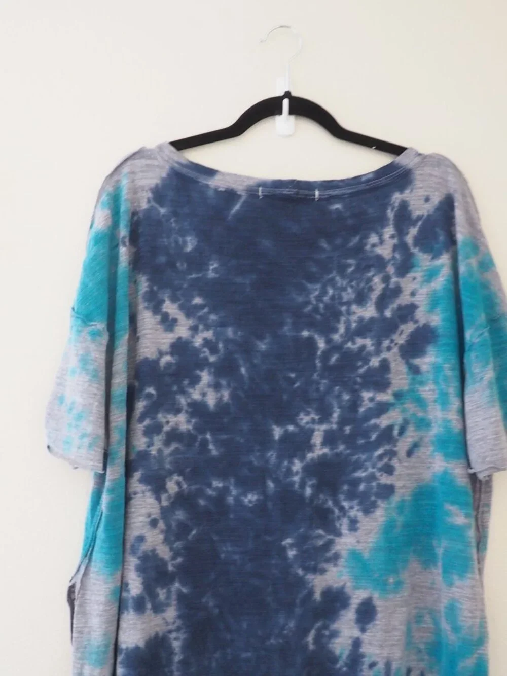 We The Free People Oversized Blue Tie-Dye Short Sleeve Tee Shirt sz M